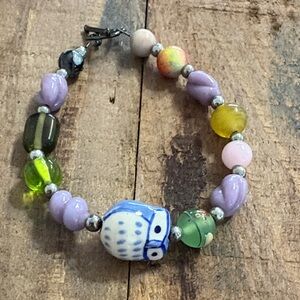 Colorful Beaded Owl Bracelet